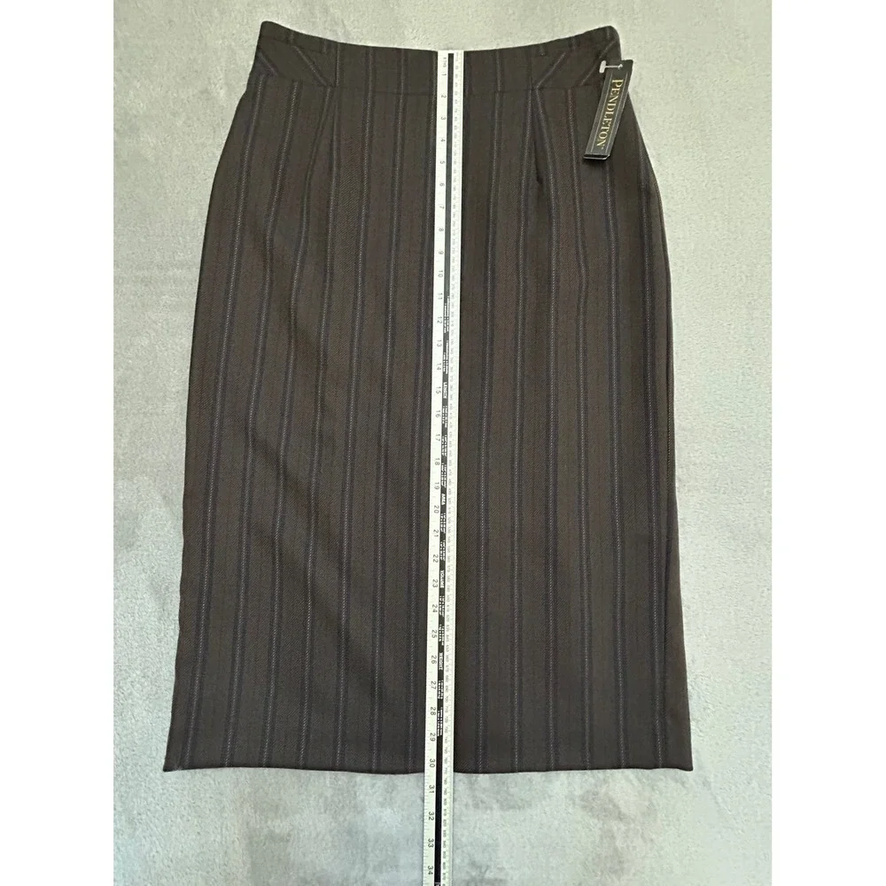 Pendleton Womens 10 Virgin Wool Pencil Skirt Brown Stripe Made in USA NWT